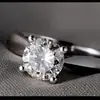 Anillo de Moda Geométrico Simple de Plata S925 con Circonita para Mujer, Anillo de Diamante de Cuatro Garras, Anillo de Compromiso Ajustable, Accesorio de Gama Alta al por Mayor
