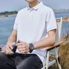 [Piqué de Oxígeno Helado] Camisa Polo de Malla Transpirable para Hombre de Manga Corta de Verano con Cuello Camisero Top de Color Sólido Elegante para Negocios