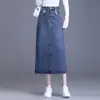 Nueva Falda de Mezclilla Moda Vintage 2026, Falda de Cintura Alta Línea A de Longitud Media Bodycon para Primavera y Otoño
