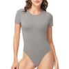 Camiseta de Mujer de Manga Corta de Una Pieza Transfronteriza Cuello Redondo Alta Elasticidad Ajustada Moldeadora de Cintura Verano Deportes Slim Mono Ropa Exterior