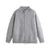 Nueva colección otoño/invierno 2024: Suéter de punto casual y de corte relajado, estilo retro americano, de cuello en V, prenda exterior de color liso para hombre