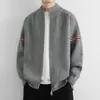Suéter de punto con patrón TB de tres rayas, conjunto a juego para hombre y mujer, cárdigan con cuello alto, estilo "old money", tendencia otoño/invierno, venta al por mayor desde una fábrica transfronteriza