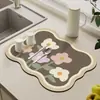 Alfombrilla Drenante para Encimera de Cocina Alfombrilla Absorbente de Tierra de Diatomeas Baño Lavabo Antideslizante Sin Lavado Alfombrilla de Control de Agua