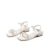 Sandalias de Tacón Alto Plateadas Estilo Celebridad para Mujer 2024 Nuevos Zapatos de Tacón Alto con Pedrería Calzado de Verano Punta Abierta Sandalias Romanas