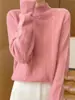 Suéter Grueso de Color Sólido para Mujer Otoño/Invierno 2025 de Cuello Medio Alto, Cálido, Talla Extra, Tejido Holgado, Capa Base