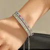 Cadena vertical de diamantes de colores misteriosos y únicos en un estilo nicho, acero inoxidable chapado en oro de 18k, joyería de alta gama para mujer, pulsera ajustable