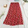 Falda floral de verano para mujer, falda de gasa de longitud media, cintura alta, corte A para mujer