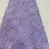 Tela de malla bordada con flor 3D y tela bordada con cuentas y perlas para vestidos de novia, vestidos de gala, vestidos, multicolor en stock