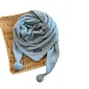 Cachecol Triangular Jacquard Liso Unissex para Bebê, Protetor de Pescoço Duplo com Pompons Estilo Coreano para Outono e Inverno, Cachecol Simples Protetor de Pescoço Infantil