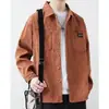 Camisa de veludo cotelê, solta, versátil, moderna, adequada para primavera e outono, estilo Hong Kong, estilo americano, peça externa para estudantes, camisa casual, estilo retrô masculino