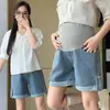Shorts de maternidad para mujer, prenda exterior de verano, pantalones vaqueros anchos finos, jeans casuales de maternidad, pantalones de cintura alta versátiles de moda