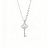 Collar con Colgante de Llave Chapado en Oro de Plata de Ley S925 para Mujer, Lujo Ligero, Diseño de Nicho, Cadena de Clavícula de Alta Calidad, Cadena Completa de Diamantes para Suéter de Otoño e Invierno