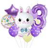 Conejo de Pascua transfronterizo púrpura impresión digital en película de aluminio globo de látex traje de haz diseño de fiesta de cumpleaños paisaje