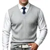 Colete masculino transfronteiriço, estilo europeu e americano, peso pesado, versátil, sem mangas, gola V, jacquard, cor sólida, simples, colete business casual