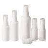 Botella pulverizadora blanca de 30 ml, 50 ml y 100 ml, de HDPE, con pulverizador lateral, para desinfectante de alcohol, a prueba de luz.