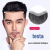 Patch de Peruca de Cabelo Masculino para Linha Capilar e Testa, Peça de Cabelo Sem Costura Totalmente Tecida à Mão, Franja de Ar Bio-Couro Cabelo Humano Real