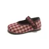 Moda Retro a Cuadros Suave Antideslizantes de Tela para Niñas, Zapatos Casuales de Corte Bajo