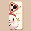 Funda para teléfono Huawei Pura 90 Pro Max con temática de gato y cordón, diseño lindo de caricatura, funda suave de silicona