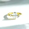 Anel de Prata 925 para Mulheres Modelo de Três Pedras Rubi Diamante de Alto Carbono Aquamarina Banhado a Ouro 18K Anel de Zircônia para Mulheres Atacado