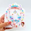 Joyería de collar de perlas de colores para niños, conjunto de pulsera de cuentas para niñas, diadema de dibujos animados, pendientes, accesorios para niñas princesas