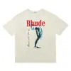 Ropa de Alta Calidad para Parejas de Estilo Urbano Holgada y Oversize Marca de Moda Americana Estampada Yyzp Rhude Camiseta de Manga Corta