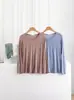 Camiseta de manga larga de modal para mujer, nueva camiseta básica de primavera con cuello en V, color liso estilo coreano, top interior holgado