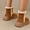2026 Nuevas Botas de Tobillo Versátiles de Terciopelo Plus con Suela Gruesa Botas de Nieve para Mujer Talla Grande Botas de Algodón de Invierno Abrigo Cálido Zapatos de Algodón