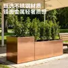 Macetero de acero inoxidable para exteriores para calles comerciales y vías municipales, jardinera rectangular hecha a medida, maceta móvil y combinable