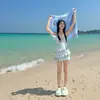 Traje de Baño para Mujer 2026 Nuevo Estilo Puro Deseo Pecho Pequeño Cuello Halter Espalda Descubierta Sexy Impresionante Vestido Estilo para Vacaciones en la Playa Aguas Termales