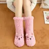 Meias de Lã de Cordeiro para Mulheres, Engrossadas para Aquecimento, Aquecedores de Pés para Dormir na Cama no Inverno, Meias Antiderrapantes para Casa e Dormitório