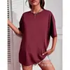 Camiseta básica lisa de poliéster de manga corta y cuello redondo para hombre y mujer, estilo pareja, top casual, especial transfronterizo