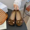 Zapatos de Tacón Bajo con Lazo Francés para Mujer 2026 Nuevo Estampado de Leopardo Suela Plana Elegantes con Faldas Mocasines Suela Suave