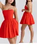Nuevo Vestido Mini Rojo sin Tirantes Plisado Estilo Transfronterizo 2026, Estilo Sexy y Dulce, Adecuado para Varias Fiestas