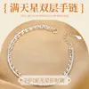 Pulsera Personalizada Yinlian de Plata de Ley S925 Frijol Estrellado Doble Capa Cápsulas de Arroz Brillantes Joyería de Cadena Apilada de Alta Gama