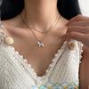 Collar de mariposa de cristal rosa para mujer, dulce, fresco, ligero, de lujo, estilo Y2K, Spice Girls, doble capa, accesorios de vestir apilados, cadena de clavícula de alta calidad.