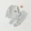 Conjunto de Ropa de Casa de Algodón Puro para Bebés y Niños Anyang, Nuevo Estilo Primavera y Otoño, Ropa Interior para Niños y Niñas, Pijama de Cintura Alta con Protección para la Barriga