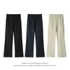 Calça Flare Masculina com Forro de Lã, Engrossada, Estilo Americano High Street, Caimento Solto, Resistente a Amassados, Calça Longa Casual Cleanfit para Adolescentes