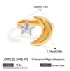 Anel Wanxing Cross-border Simples Aço Inoxidável Dourado 18K Combinação de Cores Estrela Lua Abertura Ajustável Aço Titânio Cor Coringa Sem Cor
