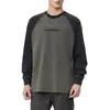 Sudadera de Manga Larga Nueva Otoño e Invierno 2025 para Hombre, Talla Grande Holgada, Camiseta Base con Cuello Redondo Empalmado, Ropa Top Marca Trbottomy