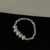 Irregular quebrado prata Pearl Ring Mulheres simples nicho design high-end anel de cauda moda personalidade elegante anel elegante