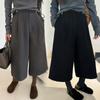 Pantalones Cortos de Lana de Maternidad para Mujer, Otoño e Invierno 2025 Nueva Moda Cintura Alta Adelgazantes Tallas Grandes Sueltos Versátiles de Pierna Ancha
