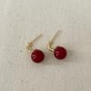 Pendientes sencillos de perla roja retro para mujer, ligeros, de lujo, de alta gama, de moda, exquisitos y a la moda, que combinan con todo.