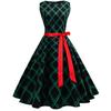 Vestido vintage de verano con estampado de rayas, cuello redondo, sin mangas, cinturón y volantes, para mujer, estilo europeo y americano, gran oferta de comercio exterior