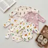 Mameluco de algodón puro para bebé 2026 otoño cómodo de manga larga mameluco ropa de bebé para niños y niñas dibujos animados súper lindo atuendo para gatear