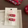 Excelente Pinza Roja para el Cabello de Estilo Coreano para Navidad y Año Nuevo, Dulce Pinza Bb de Cuadros de Lana, Linda Horquilla con Pedrería