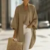 Conjunto de Cardigan e Colete de Linho Duas Peças para Mulheres, Cruzamento Europeu e Americano, Site Independente da Amazon, Casual, para o Trabalho, Versátil, Caimento Solto