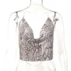 AYJ suministro transfronterizo deseo Amazon sexy metálico lentejuelas espalda descubierta cuello halter camisola Y6008