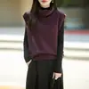 Chaleco de punto de cuello alto de lana pura transfronterizo para mujer, nueva colección otoño/invierno 2026, de cuello alto, sin mangas, estilo capa
