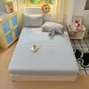 Estilo Nuevo Color Sólido Cuadros Estilo Simple Algodón Lavado Sábana Ajustable, Sábana de Cama, Funda de Almohada, Protector de Colchón, Cubierta Antipolvo, Venta Directa del Fabricante