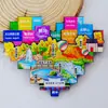 Serie YunnanAtracciones Culturales y Creativas ÚnicasXishuangbannaCiudad TurísticaSouvenirImanes de Refrigerador de Madera